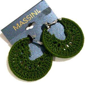 Massini Green Crochet Hoop Earrings – Boho Style Lightweight Statement Jewelry